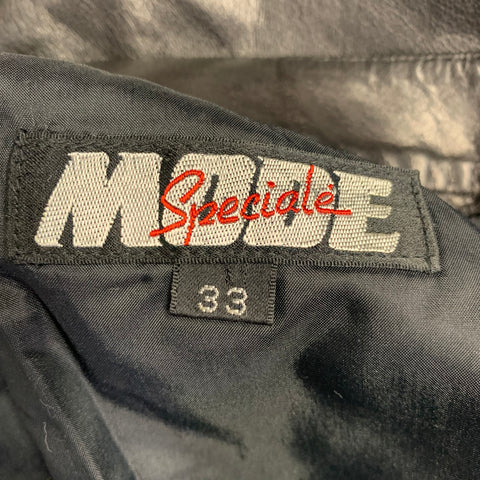 MODE SPECIALE' Size 33 Black Leather Five Pockets Cutoff Shorts