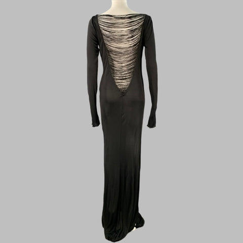 JOHN RICHMOND Size S Black Viscose Cut Out Long Sleeve Evening Gown