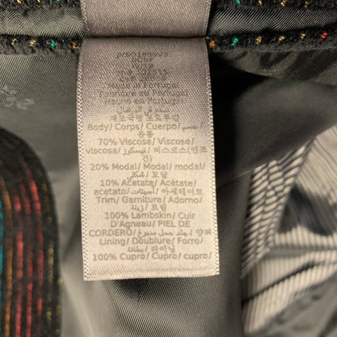JOHN VARVATOS Size 42 Black Multi Color Stripe Velvet Sport Coat