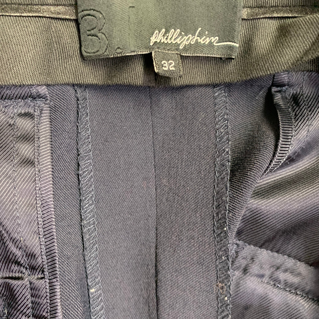 3.1 PHILLIP LIM Size 32 Navy Taupe Twill Viscose Blend Contrast Trim Dress Pants