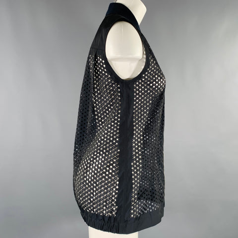 ALEXANDER WANG Size 0 Navy Polyester Perforated Zip Up Vest