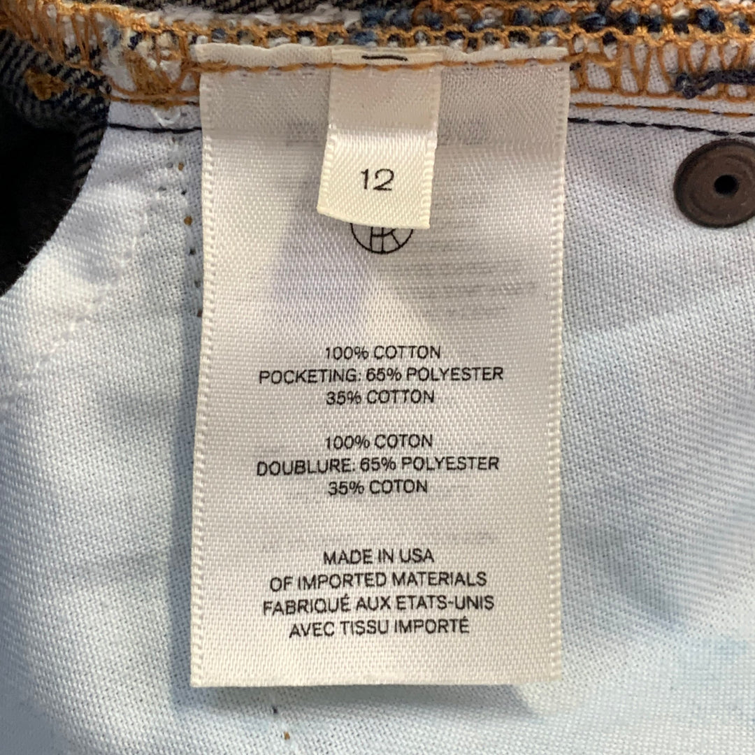 THE ROW Size 12 Blue Indigo Cotton Twill Contrast Stitch Tapered Selvedge Jeans