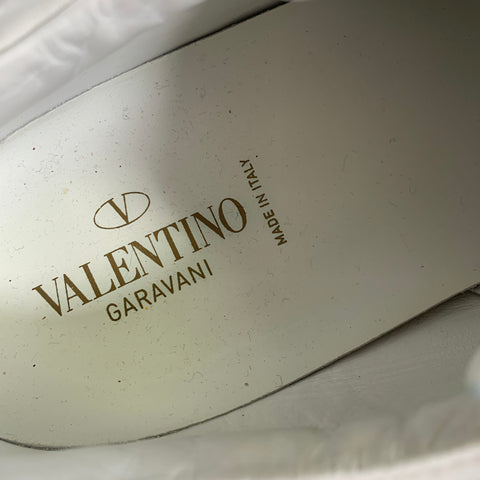VALENTINO Size 9 White Studded Leather Strap Sneakers