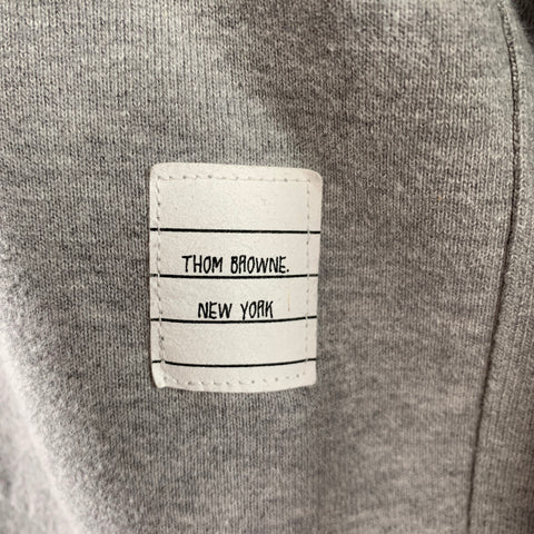 THOM BROWNE Size L Grey Red White Blue Cotton Stripe Cropped Pullover