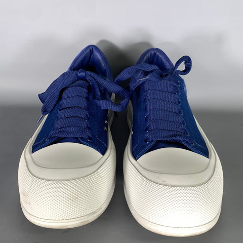 ALEXANDER MCQUEEN Size 10 Blue White Canvas Low Top Sneakers