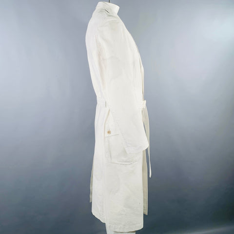 YOHJI YAMAMOTO Size XL Light Grey Cotton Belted Coat