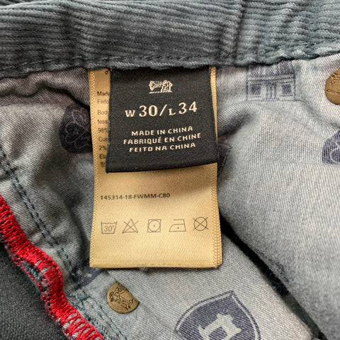 SCOTCH AND SODA Talla 30 Pantalón casual estrecho de pana de algodón y elastano azul