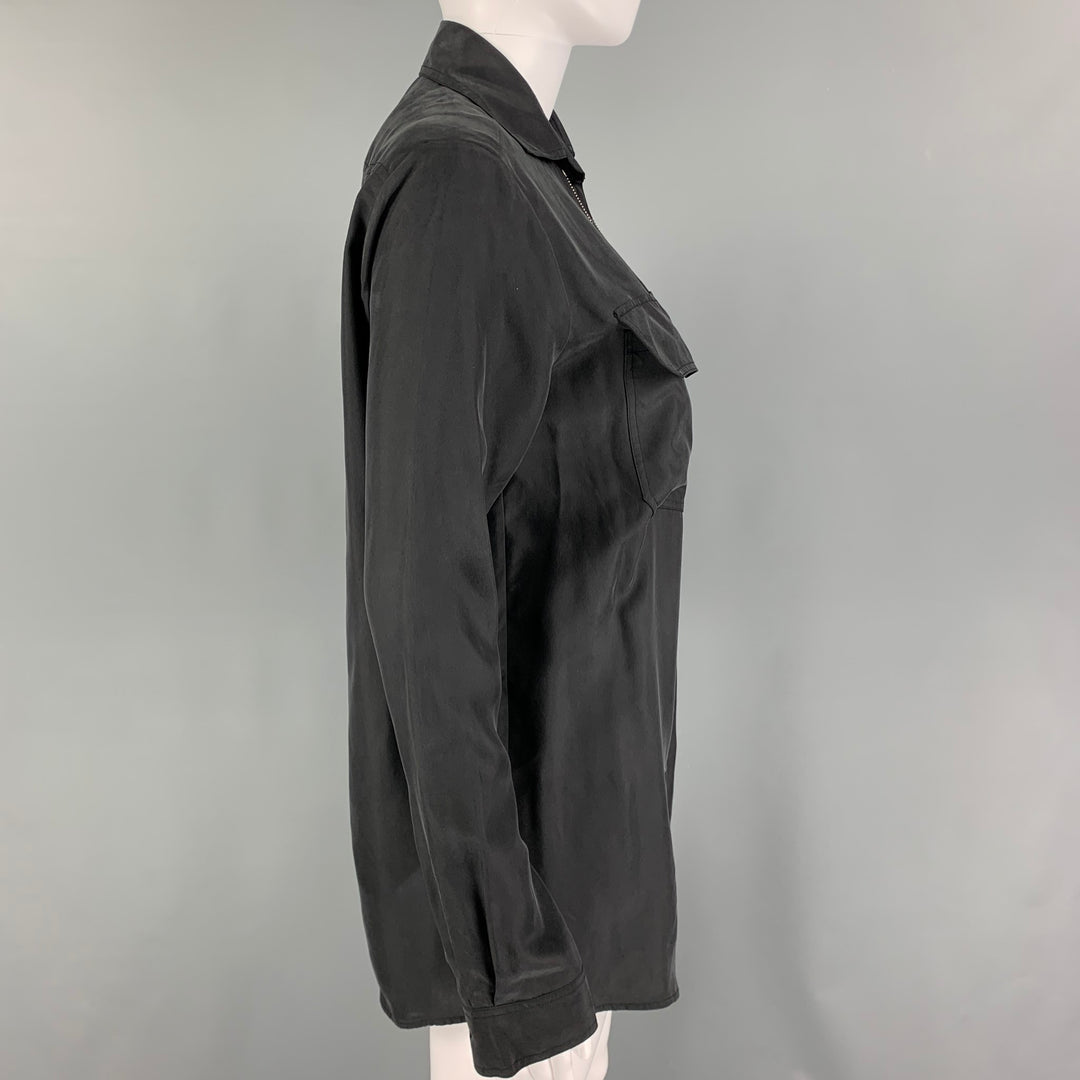 MCQ by ALEXANDER MCQUEEN Size XS Black Silk Patch Pockets Shirt
