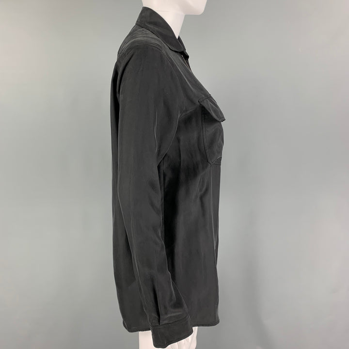 MCQ by ALEXANDER MCQUEEN Size XS Black Silk Patch Pockets Shirt