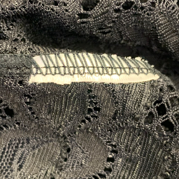 ANNE FONTAINE Size XL Black Stretchy Lace Point Collar Blouse