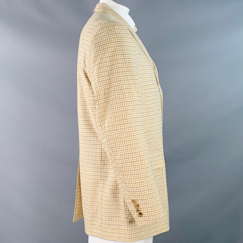 O'CONNELL'S Size 42 Yellow Multi Color Checkered Cashmere Sport Coat