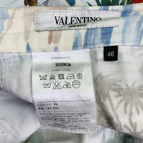 VALENTINO Size 30 Multi Color Hawaiian Tropical Cotton Twill Zip Fly Shorts