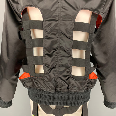 WALTER VAN BEIRENDONCK SS 19 Wild is The Wind Collection Size S Black Polyester Skeleton Bomber Jacket