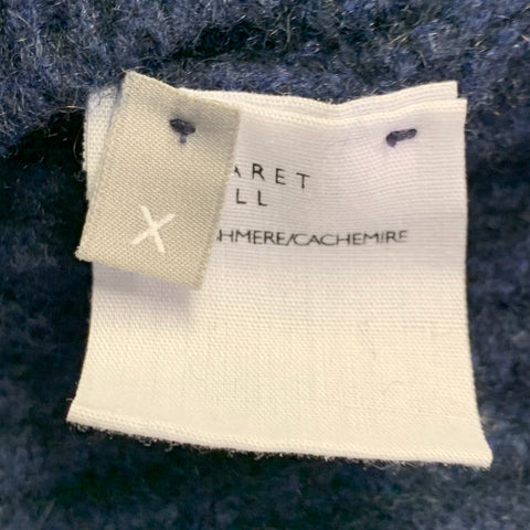 MARGARET HOWELL Size XL Navy Cashmere Rib Knit High Neck Sweater
