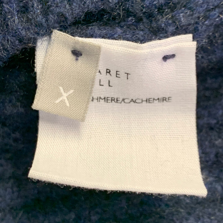 MARGARET HOWELL Size XL Navy Cashmere Rib Knit High Neck Sweater