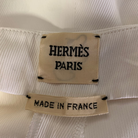 HERMES Size 8 Cream Acetate Viscose Sailor Dress Pants