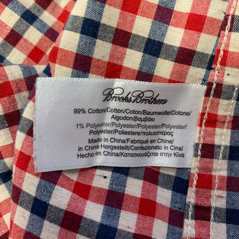 RICHARD FISCHER Size M Red White Blue Checkered Cotton Blend Long Sleeve Shirt