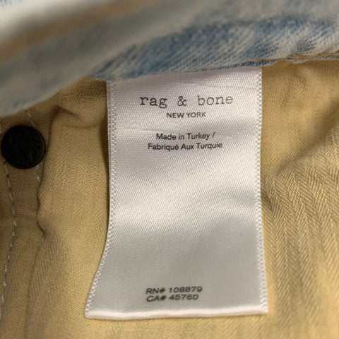 RAG & BONE Size 36 Blue Wash Denim Zip Fly Casual Pants
