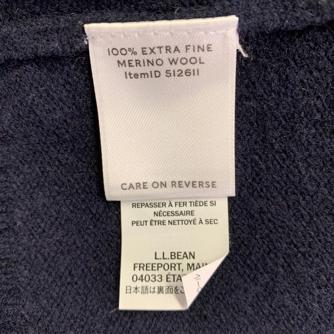 TODD SNYDER Size L Navy Brown Embroidery Merino Wool Boot Sweater