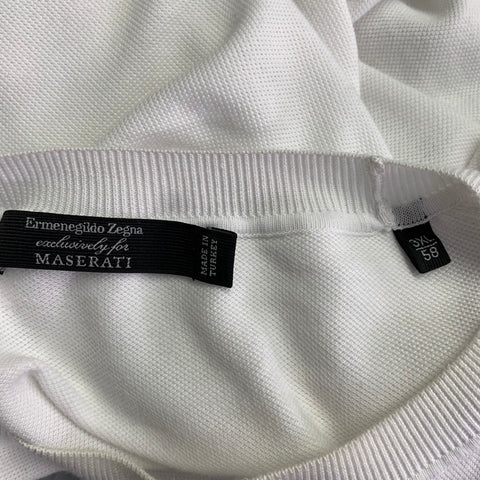 ERMENEGILDO ZEGNA Size XXXL White Brown Logo Cotton Pique Crew Neck T-shirt