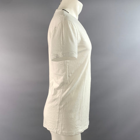 DOLCE & GABBANA Size S White Cream See Through Cotton Linen V Neck T shirt