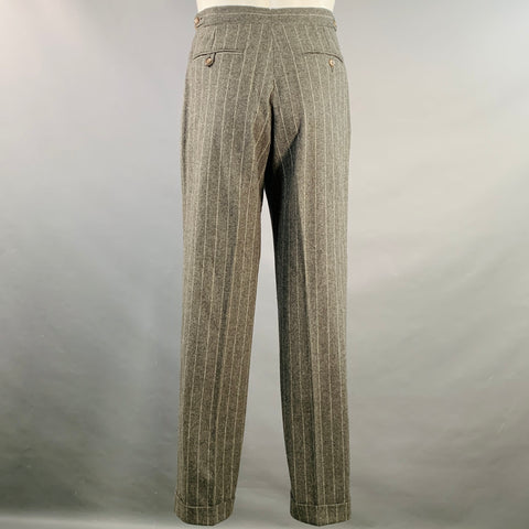 Costume POLO by RALPH LAUREN Taille 38 Coupe classique Gris Rayures craie Revers crantés
