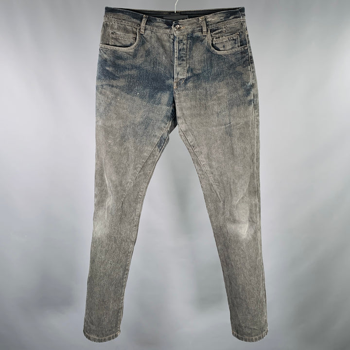 DRKSHDW Size 32 Grey Black Marble Cotton Button Fly Jeans