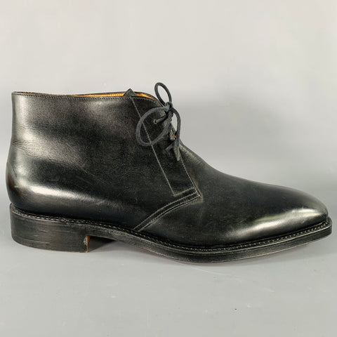 JOHN LOBB Bottines à lacets Giono en cuir noir, taille 10