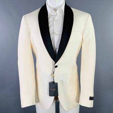 TED BAKER Size 42 Beige Black Wool Shawl Collar Sport Coat