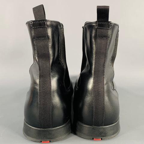PRADA Size 8.5 Black Leather Chelsea Ankle Boots