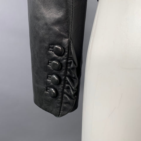 MILLY Size S Black Lambskin Leather Ruffle Jacket
