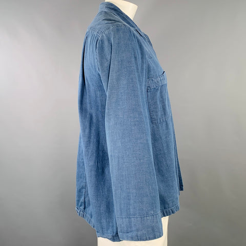 ELEPHANT BLANC Size L Blue Cotton Western Long Sleeve Shirt