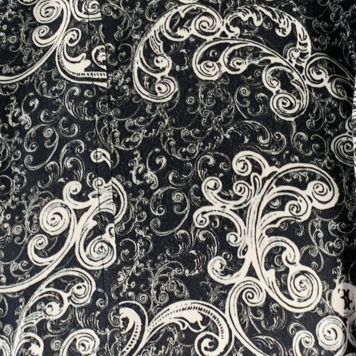 BILLIONAIRE COUTURE Size XL Black White Print Cotton Blend Long Sleeve Shirt