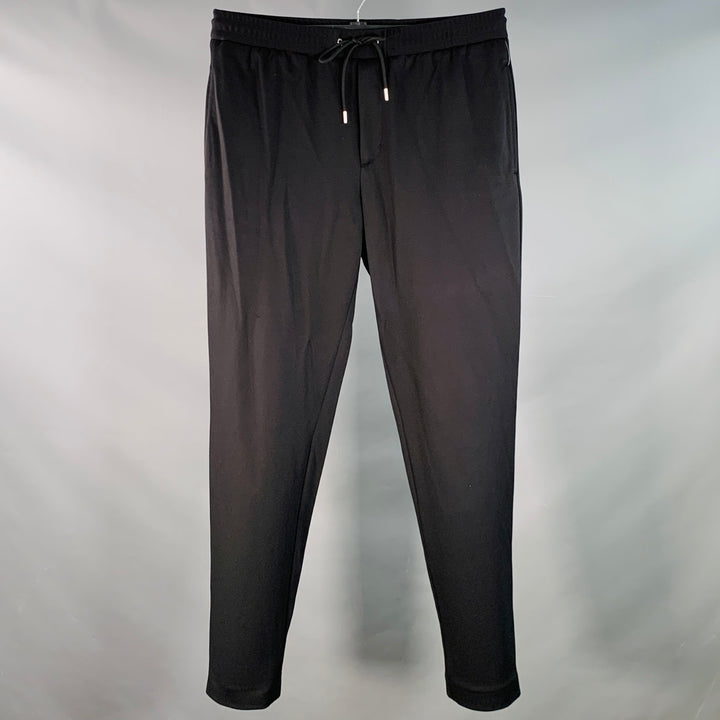 MONCLER Size 34 Black Twill Polyamide Blend Drawstring Casual Pants