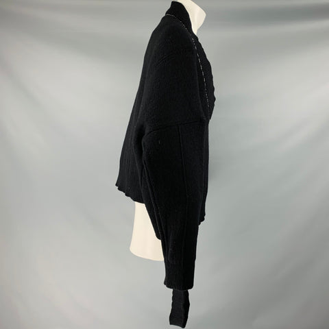 RAF SIMONS Size S SS18 -Fireman Buckle- Black Knit Wool Oversized Sweater