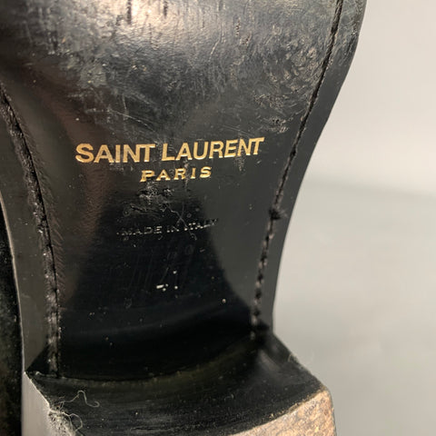 SAINT LAURENT Size 8 Black Velvet Chelsea Boots