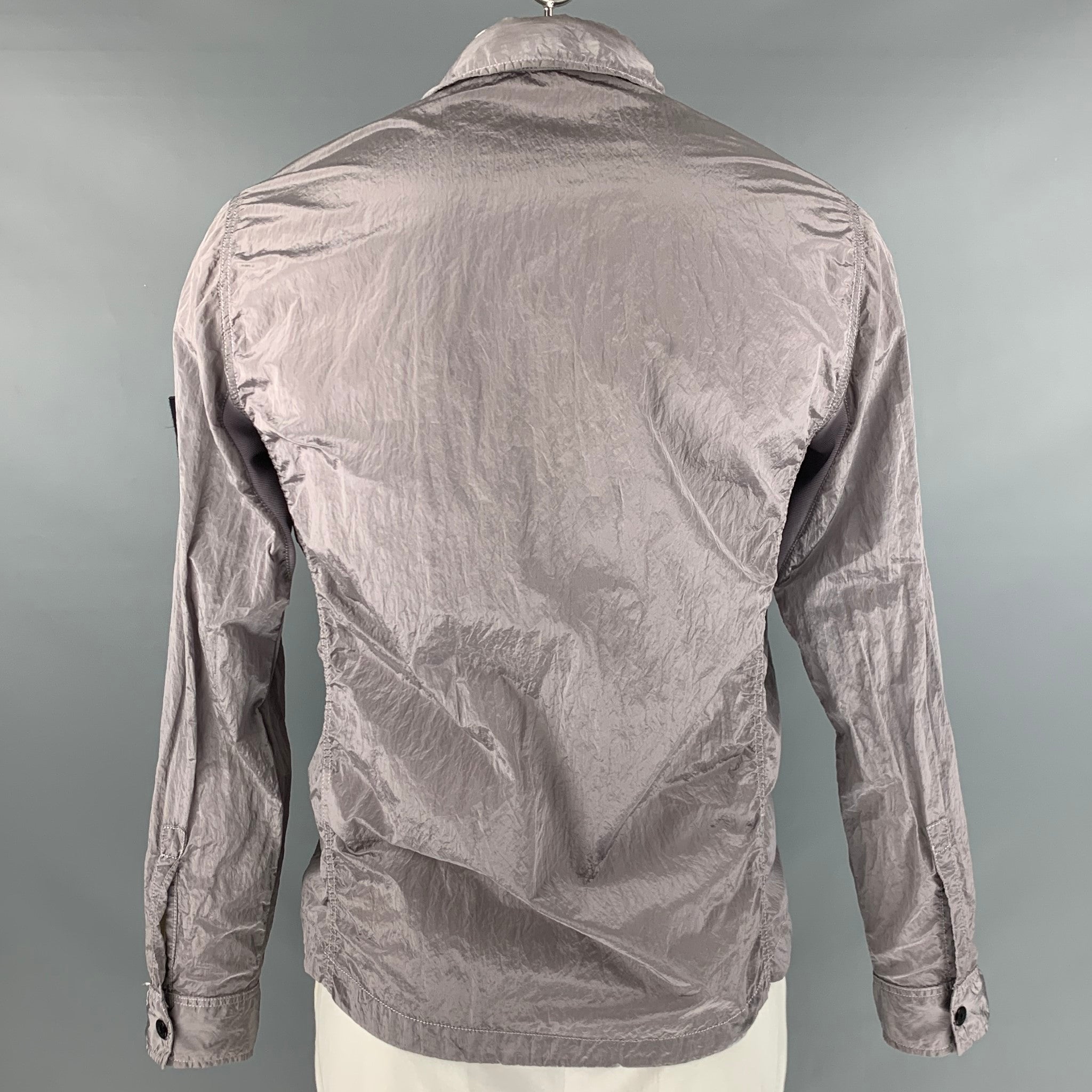STONE ISLAND Size L Grey Metallic Polyamide Zip Up Jacket – Sui