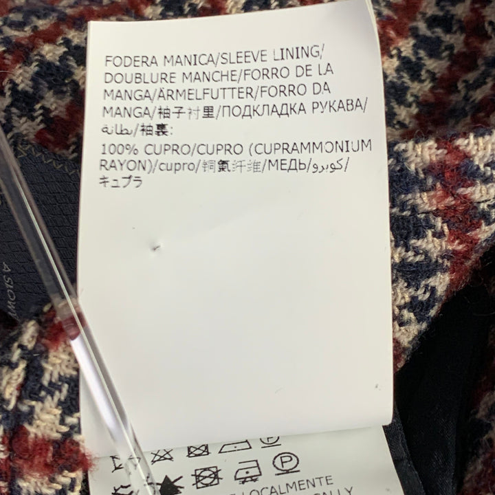 MONTEDORO Size 40 Beige Navy Burgundy Houndstooth Sport Coat