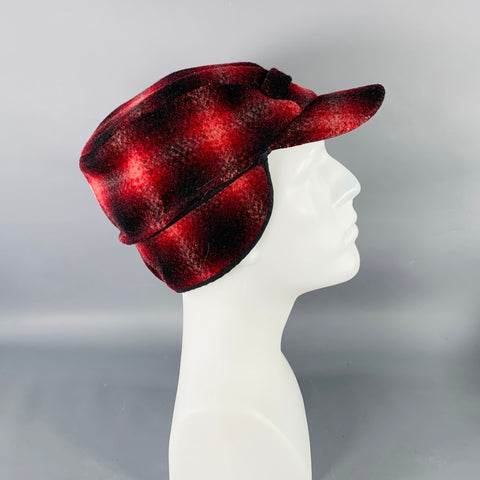 POLO by RALPH LAUREN Size L/XL Red Black Plaid Wool Nylon Hunting Cap Hat