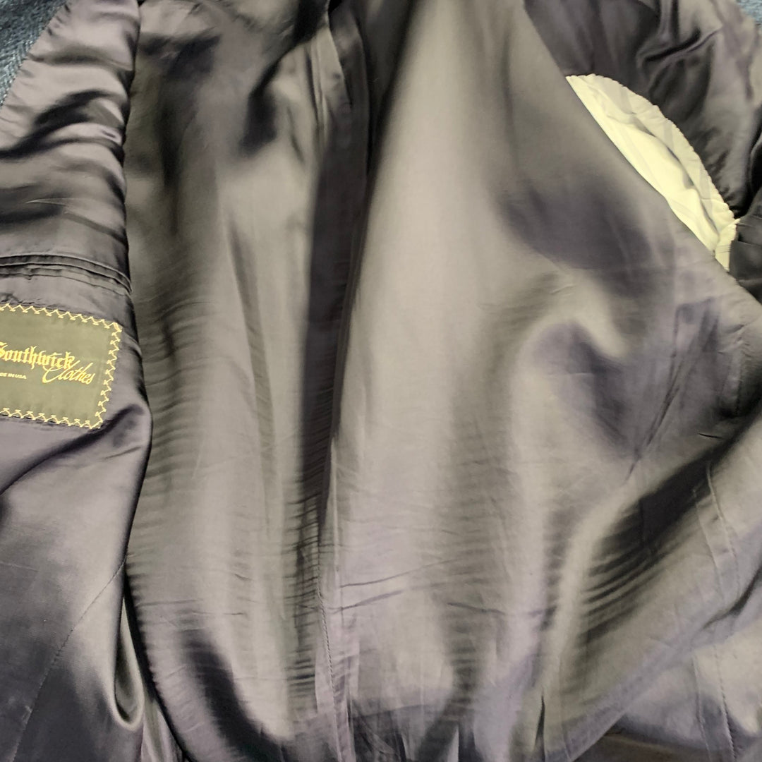 O'CONNELL'S Size 42 Long Blue Black Herringbone Wool Sport Coat