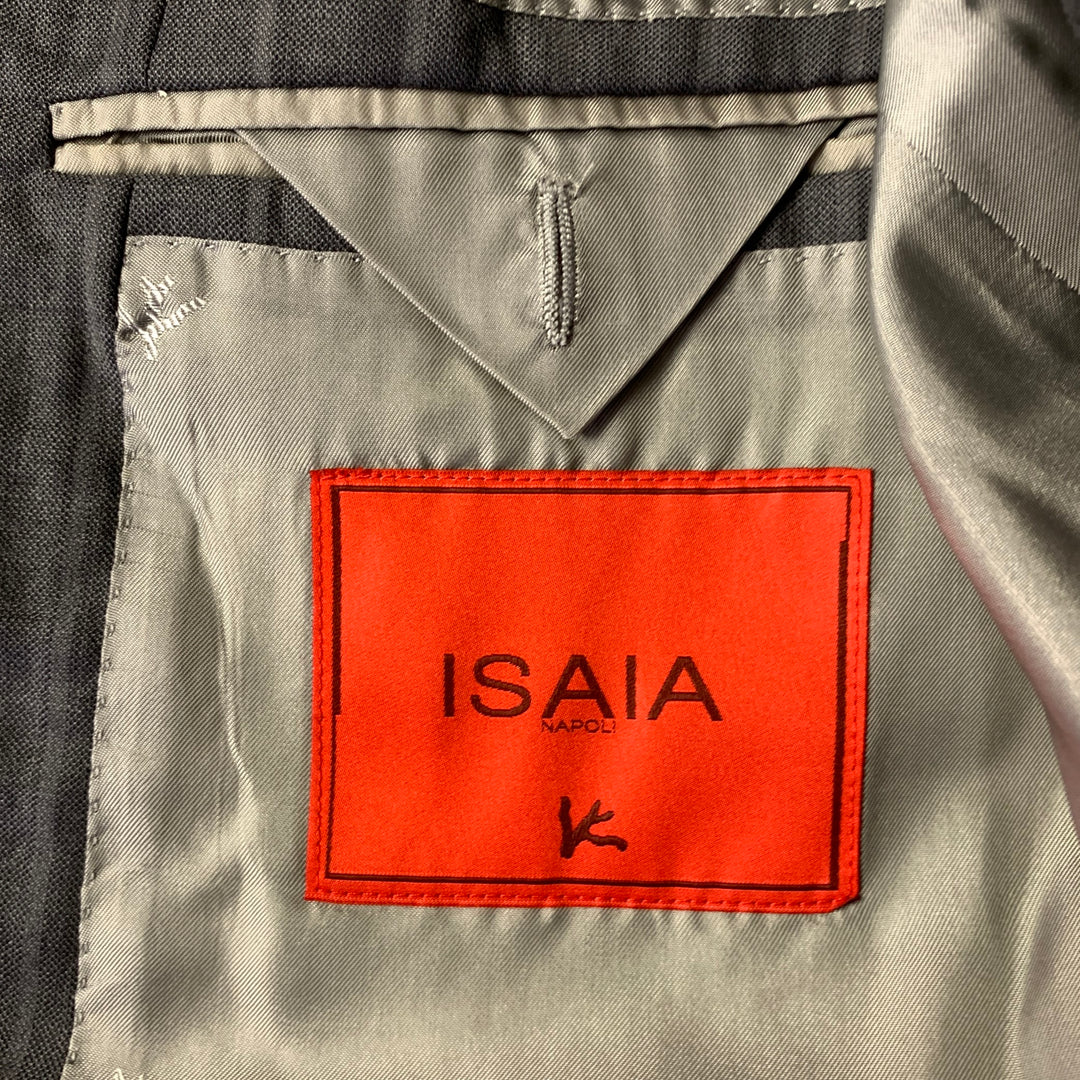 ISAIA Size 40 Grey Pinstripe Wool Notch Lapel  2 Piece Suit