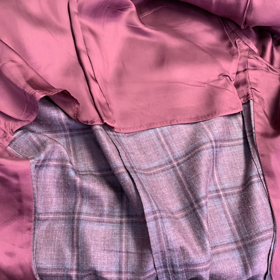 FASHION CLINIC Size 40 Red Grey Plaid Viscose Sport Coat