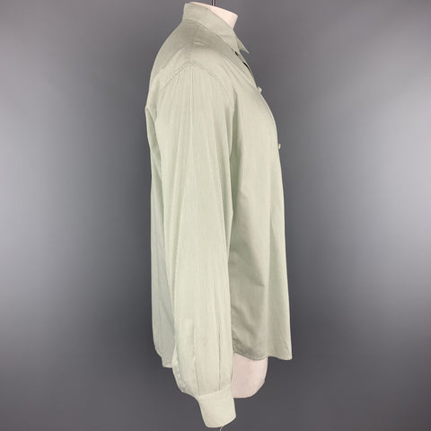 THE TAILORED MAN Size M Green Stripe Cotton Patch Pocket Long Sleeve Shirt