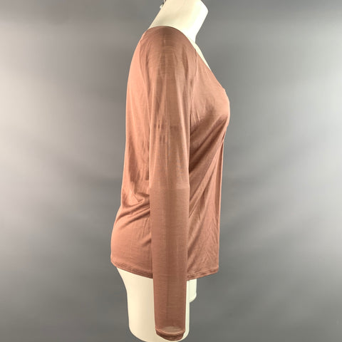 GUCCI SS2002 Size XS Pink Dust Pink Silk Long Sleeve Casual Top