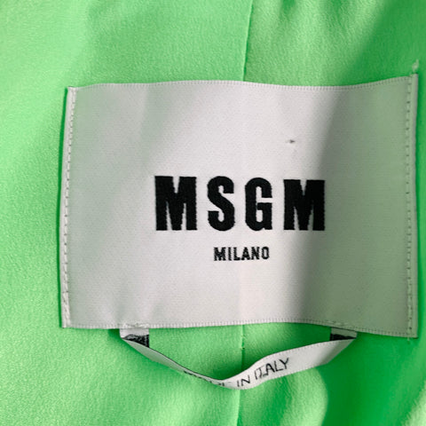 MSGM Size 0 Neon Green Textured Viscose Notch Lapel Single Button Jacket Blazer