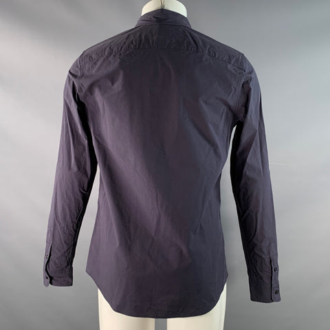 A.P.C. Size L Grey Charcoal Cotton Spread Collar Long Sleeve Shirt