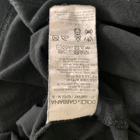 DOLCE & GABBANA Size L Black Patchwork Cotton Crew Neck T shirt