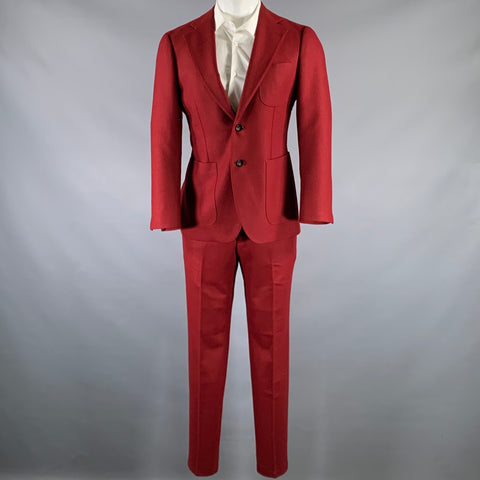 SUITSUPPLY Size 38 Short Burgundy Wool Notch Lapel Suit