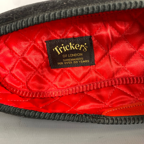 TRICKER'S Size 10.5 Black Embroidery Velvet Slippers Loafers
