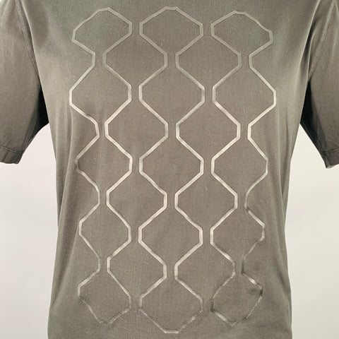 T-shirt Z ZEGNA taille XL noir à motif géométrique en coton et col ras du cou